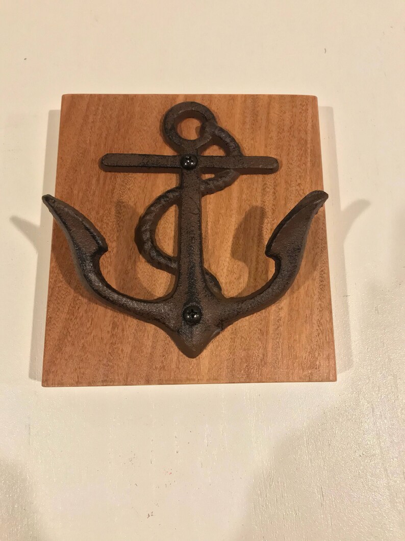 Nautical Themed Wall Hook on Wood Anchor