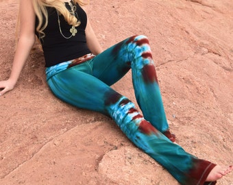 Kiowa Tie-Dye Yoga Pants by Akasha Sun - Hand-dyed turquoise lounge pants - Tie Dye Southwest Pants