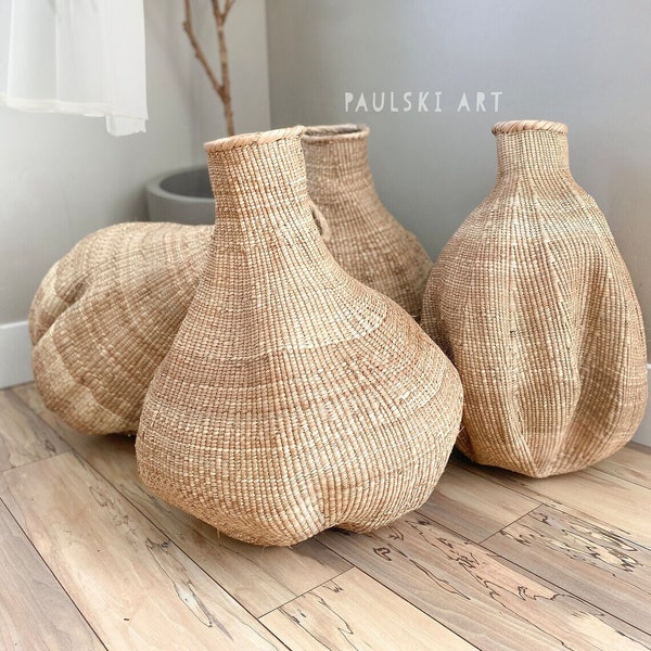 M-XL Garlic Gourd Basket | African Baskets | Storage Basket | Décor Basket | Flower Basket |Decorative Baskets | seagrass Basket | Wabi Sabi