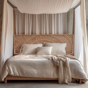Rattan on sale headboard queen
