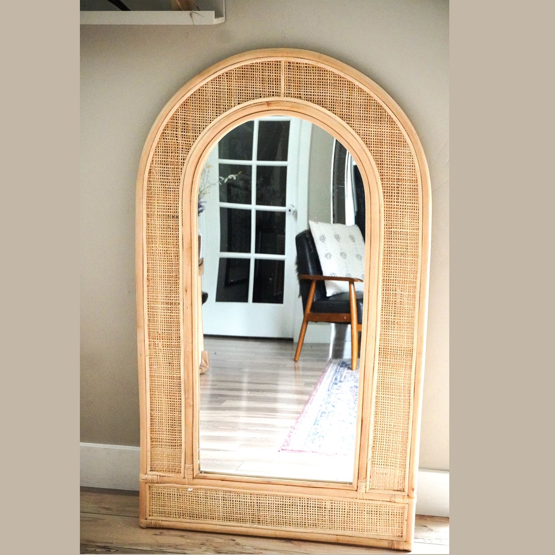 Large Handmade Rattan Mirror Wall Decor Mirror Rattan Etsy