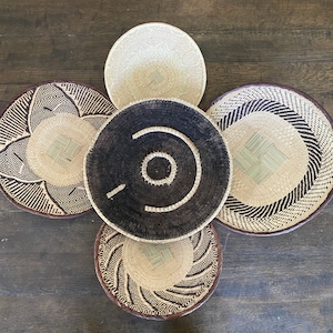 5 Makenge and Tonga Wall Basket Set #730 | Tonga Baskets | African Baskets | Hanging Basket | Storage Basket | Wall Basket | Wall Decor
