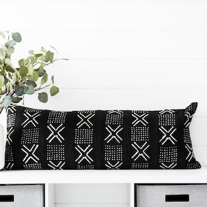 14&quot;x36&quot; MudCloth Pillow Cover, Mudcloth Cushion, African Mudcloth Fabric, Mali Mud Cloth, Decorative Throw Pillow, Lumbar Pillow