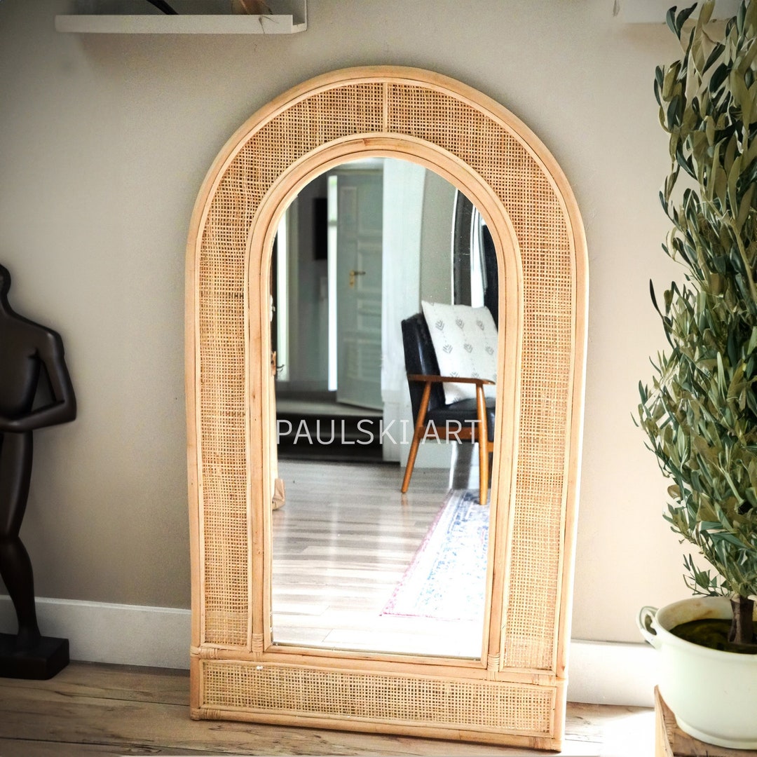 Large Handmade Rattan Mirror Wall Decor Mirror Rattan Furniture ...