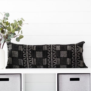 14&quot;x36&quot; MudCloth Pillow Cover, Mudcloth Cushion, African Mudcloth Fabric, Mali Mud Cloth, Decorative Throw Pillow, Lumbar Pillow