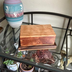 Handmade Hardwood Bubinga, Cherry and Black Walnut Box w/hidden compartment