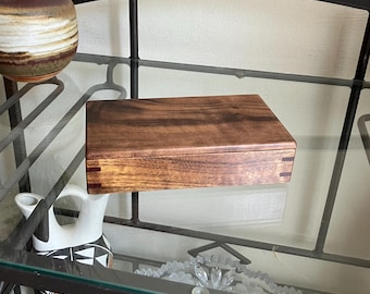 Handmade Hardwood Shedua Box with Black Walnut Magnetic Lid