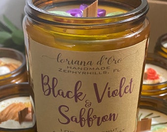 Black Violet & Saffron Candle 8oz Jar