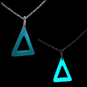 triangle necklaces inspired by bastille logo glow in the dark