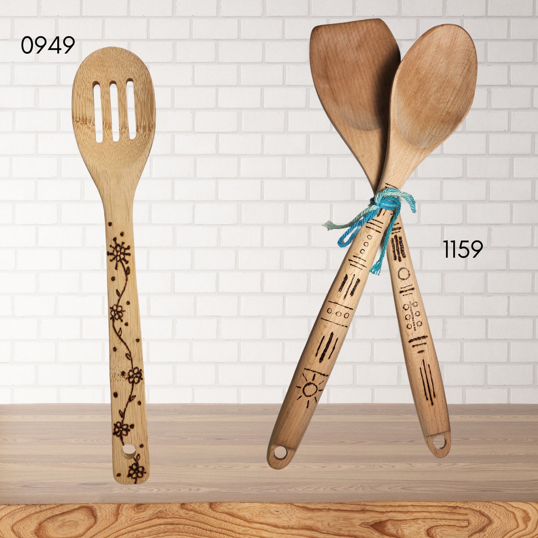 Unique Kitchen Utensils Pour Painted Woodburned FREE SHIPPING Etsy