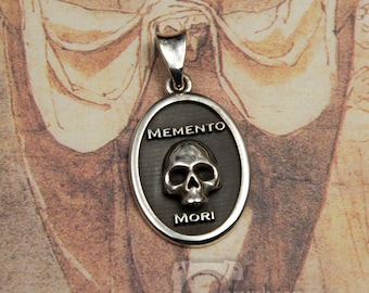 Memento Mori Skull Pendant, 925 Silver