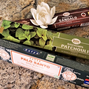 Cermaic Lotus Leaf Incense Burner & 3 Boxes Sandalwood ~ Patchouli ~ Palo Santo