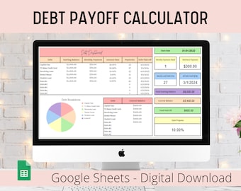 Debt Payoff Calculator - Debt Tracker - Google Sheets Template