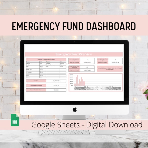 Emergency Fund Spreadsheet - Emergency Fund Google Sheets - Savings Spreadsheet - Savings Tracker