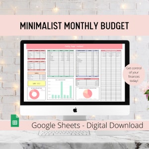 Monthly Digital Budget Spreadsheet - Google Sheets Budget Template - Digital Finance Planner