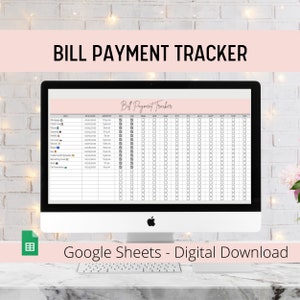 Bill Payment Tracker Spreadsheet - Monthly Bill Payment Log - Bill Payment Checklist - Utility Payment Tracker - Utility Log
