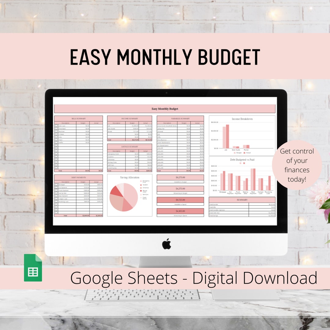 Budget Spreadsheet - Monthly Digital Finance Planner - Google Sheets ...