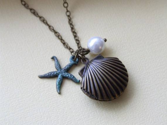 Mermaid Locket Necklace Ariel s Locket Little Mermaid Locket Mermaid Shell Photo Locket Keepsake Gift for Daughter Gift for Her Etsy