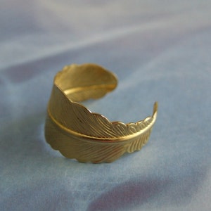 Gold Feather Ring, Adjustable Ring, Feather Wrap Ring, Above knuckle Ring