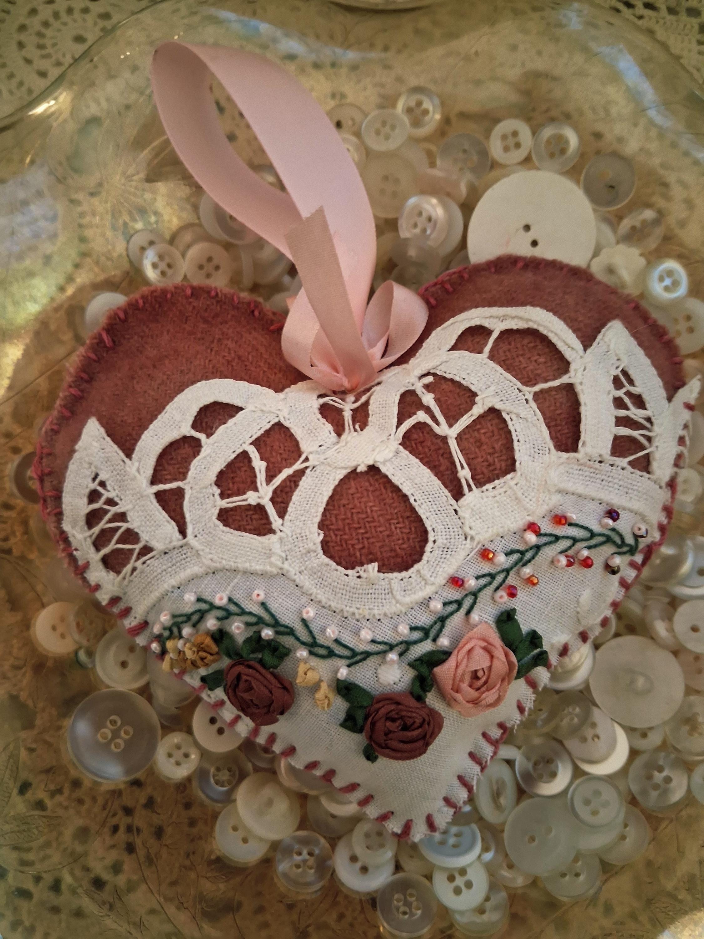 Victorian Shabby Chic Battenburg Lace Trimmed With Silk Ribbon Roses ...