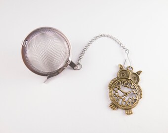 Alice in Wonderland bronze owl charm tea infuser