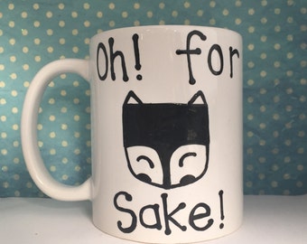 NEW DESIGN Monochrome Oh! for fox sake! white coffee mug