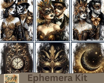 Midnight Masquerade New Year Ephemera Kit