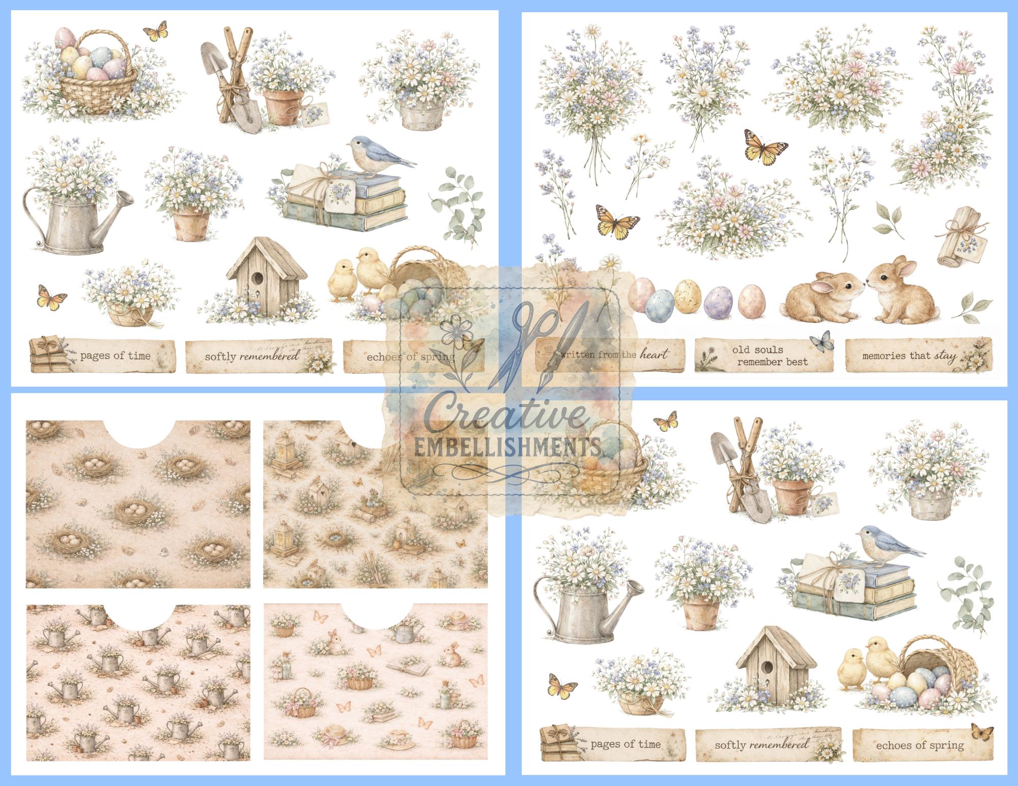 Spring Cottagecore Ephemera Kit | 12 Page Junk Journal Printable - Etsy