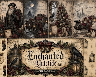Enchanted Yuletide | 30-Page Gothic Christmas in July Junk Journal Kit | Printable Instant Download