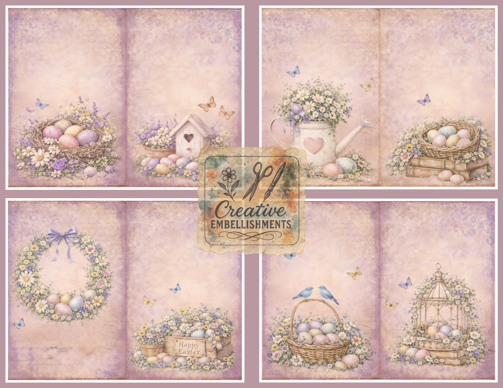 Vintage Lavender Easter Junk Journal Kit: 20 Printable Spring Floral ...