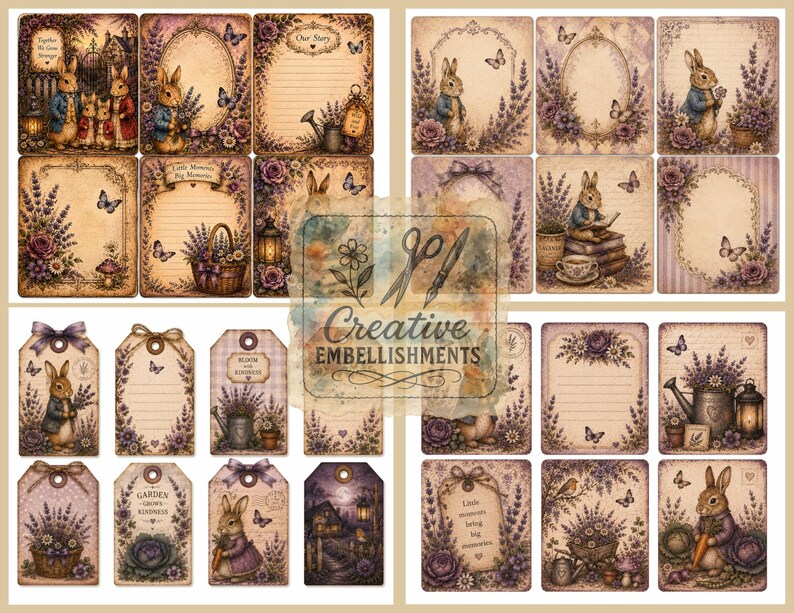 Rabbit Tales Ephemera Kit Printable Junk Journal Kit 12 Pages - Etsy