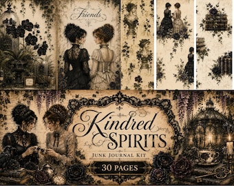 Kindred Spirits Junk Journal Kit  30 Printable Vintage Gothic Pages