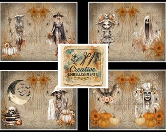 Espíritus de otoño - Kit de diario basura de Halloween bohemio y gótico