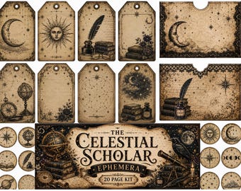 THE CELESTIAL SCHOLAR – 20 Page Ephemera Kit
