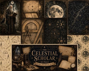 THE CELESTIAL SCHOLAR — 30 Page Junk Journal Kit