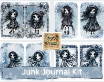 Frostbitten Winter Gothic Doll Junk Journal Kit