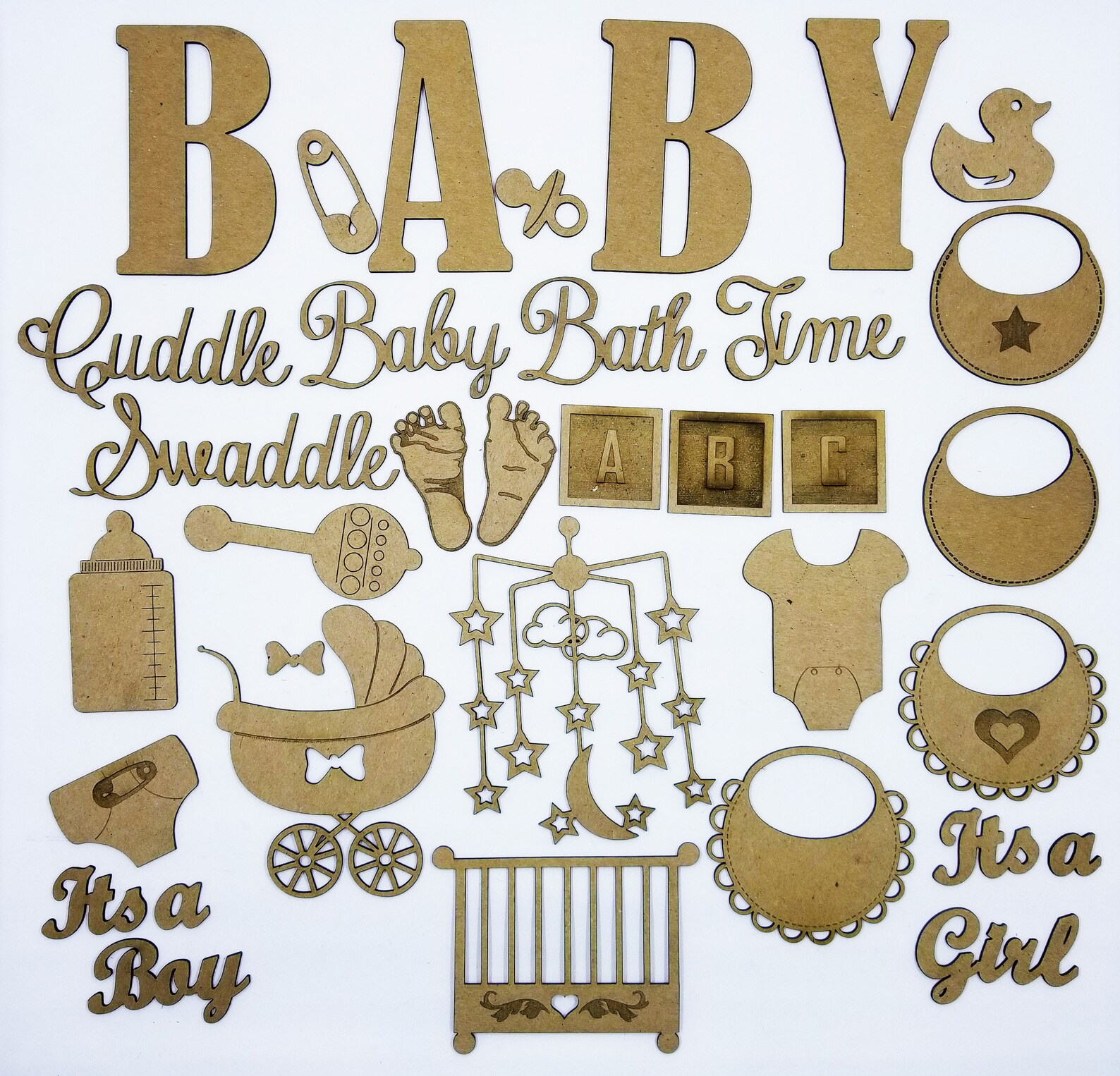 It's A Baby Laser Cut and Engraved Chipboard 35 Pieces - Etsy