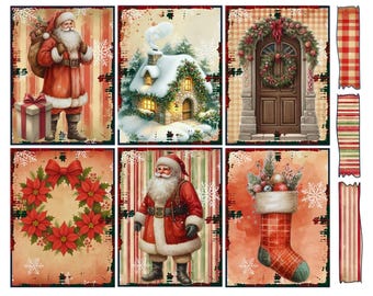 Kit de efímeras navideñas altas y delgadas vintage