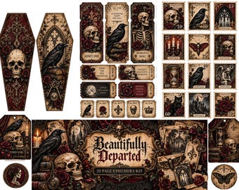 Beautifully Departed Ephemera Kit 20 Digital Printable Pages