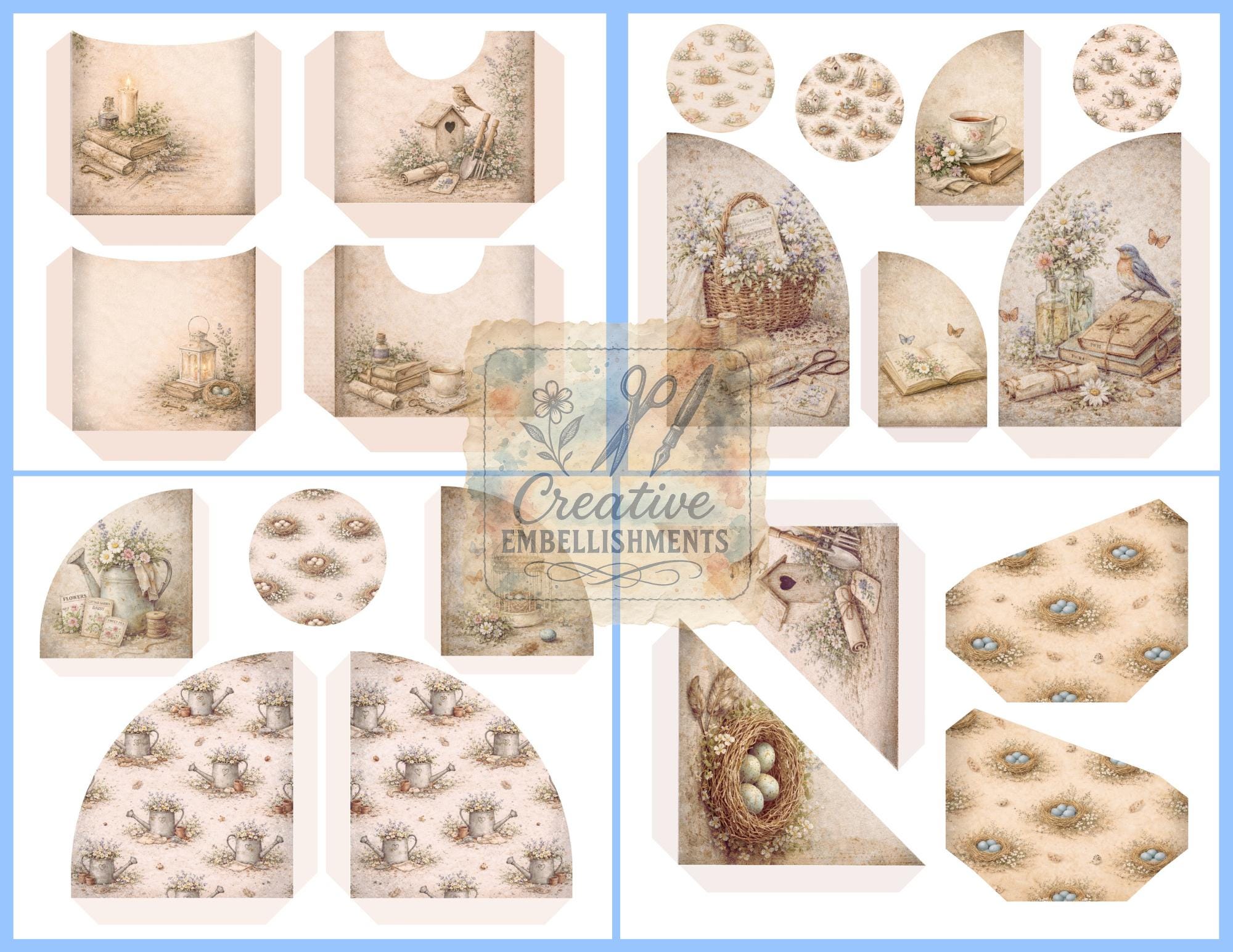 Spring Cottagecore Ephemera Kit | 12 Page Junk Journal Printable - Etsy