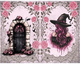 Whispers in Pink Lace – Pink Gothic Halloween Junk Journal Kit