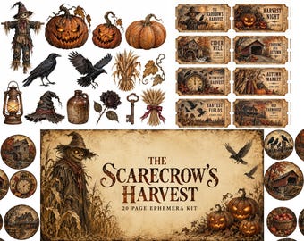 The Scarecrow's Harvest (Digital Download), Junk Journal Ephemera Kit