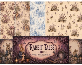Rabbit Tales Junk Journal Kit  20 Printable Journal Pages