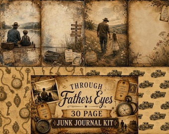 Through Father's Eyes – 30 Page Vintage Junk Journal Kit