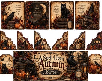 A Spell Upon Autumn Ephemera Kit | 20 Page Witch Junk Journal Printable