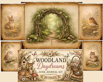 Kit de diario creativo "Ensueños en el bosque" (20 páginas imprimibles)