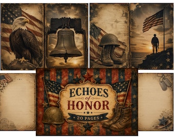 Echoes of Honor Junk Journal Kit | Memorial Day Papers | Vintage Patriotic | Americana Ephemera