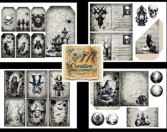 Midnight Manor Digital Printable Ephemera Kit