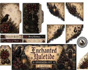 Enchanted Yuletide Ephemera Kit – 20 Printable Digital Download