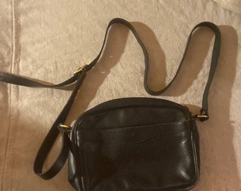 VINTAGE Longchamp Black Leather Shoulder Crossbody Bag Made in France